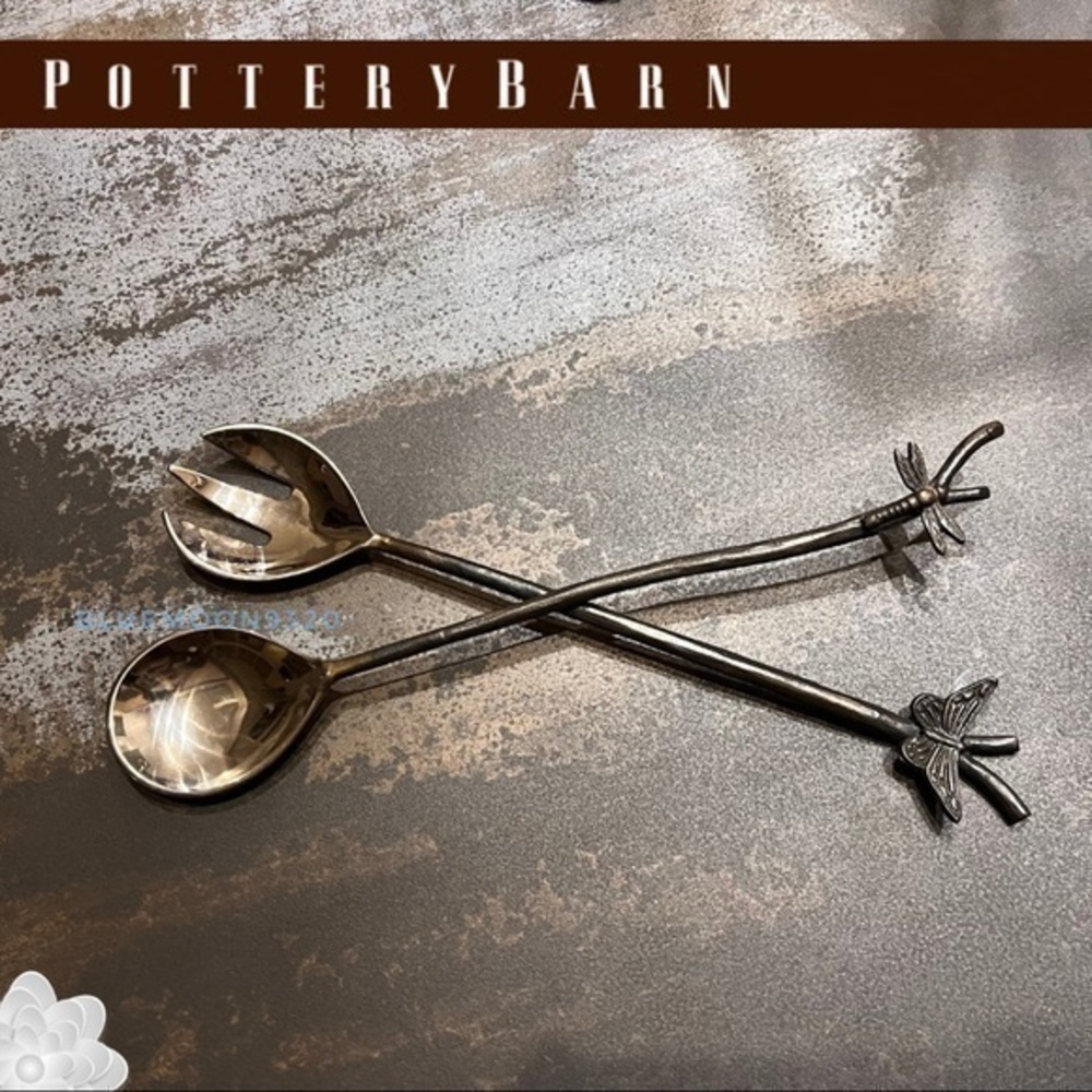 POTTERY BARN Serving Set Butterfly and Dragonfly NWOT